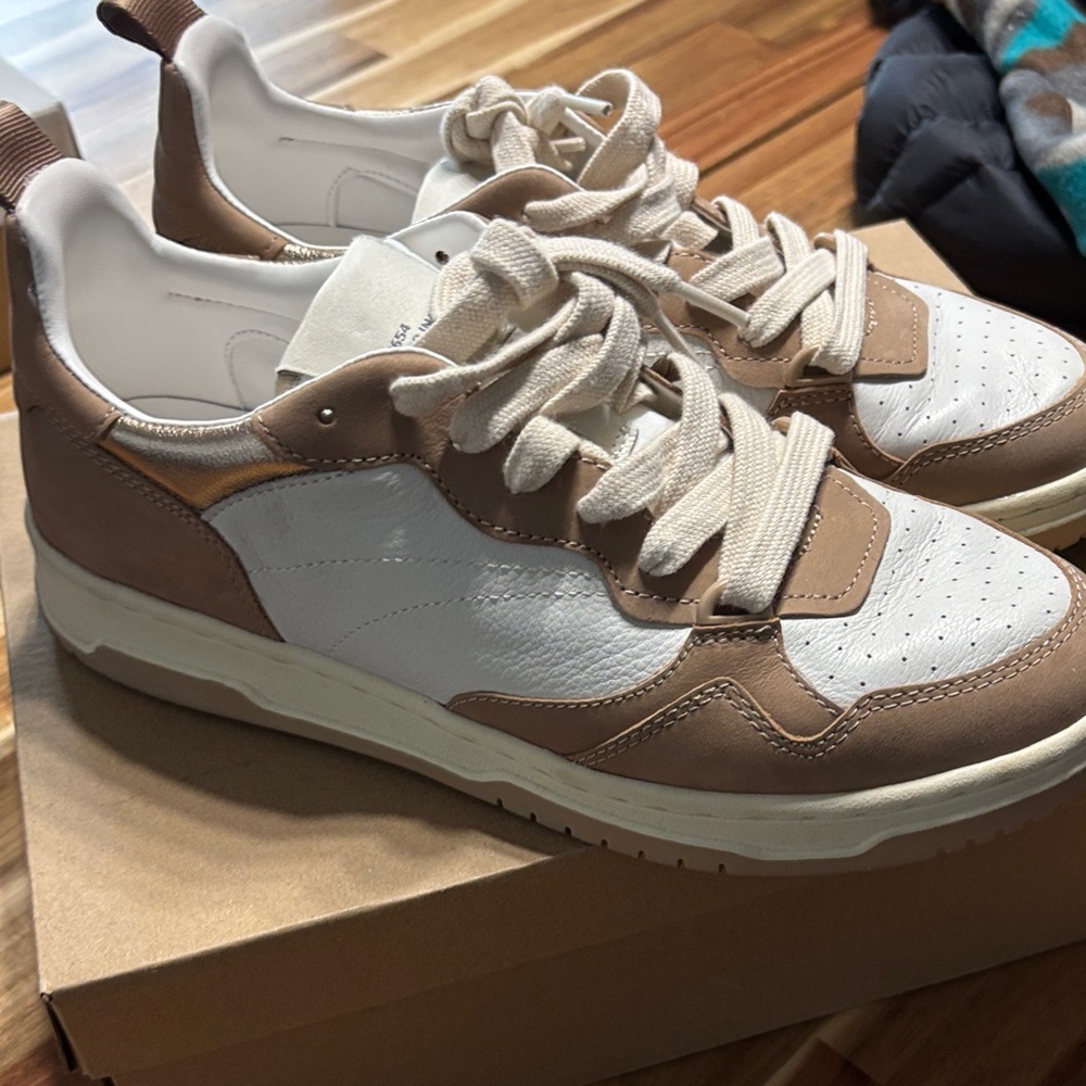Steve Madden White and Tan Athletic Shoes